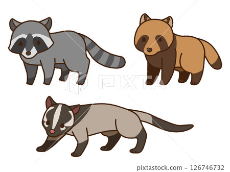 害蟲插圖集（浣熊、貉、椰子狸） 126746732