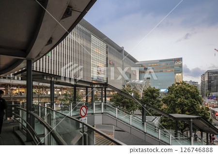 March 27 2025 Modern Urban Landscape with Buildings and Walkway at Sunset, Japan, Japan March 27 2025 Modern Urban Landscape with Buildings and Walkway at Sunset, Japan, Japan 126746888