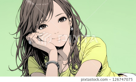 微笑的年輕女子用手托著下巴 126747075