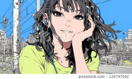 微笑的年輕女子用手托著下巴 126747082