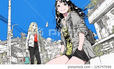 親密的女性朋友合影留念。 126747088