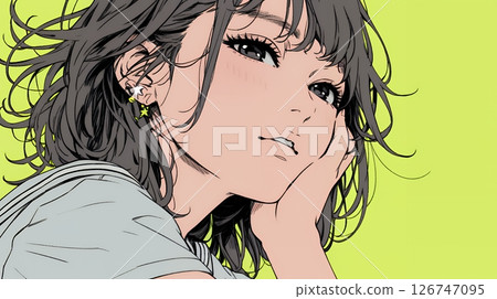 一個年輕女子思考的輪廓 126747095