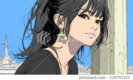 沉思的年輕女子 126747103