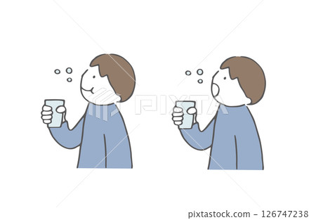 Boy gargling, sideways, person 126747238