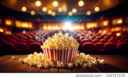 Watching a movie with popcorn 126747239