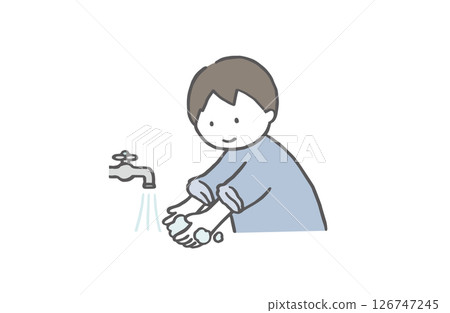 男孩洗手 男孩洗手 126747245