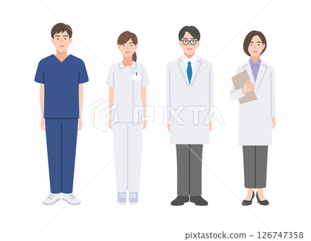 Male and female medical staff, solid color Male and female medical staff, solid color 126747358