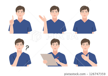 穿著手術服的男人，常見的姿勢，純色 126747359