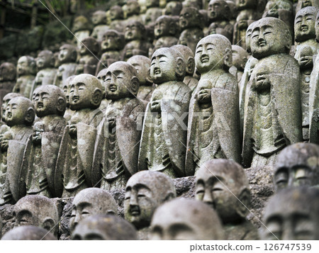 Monk statues stand outdoor Temple park Japan art and culture Travel Asia 126747539