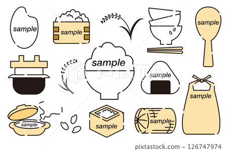 Rice vector illustration title frame material set 126747974