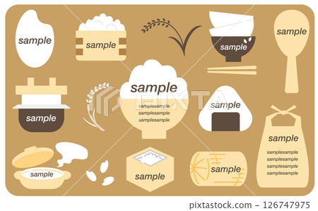 Rice design frame illustration material set Rice design frame illustration material set 126747975
