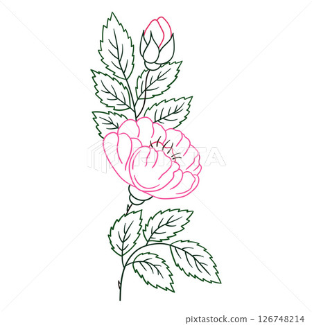 Illustration in hand draw style. Icon, sign, sticker, pin, logo 126748214