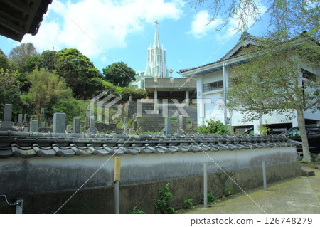 View of temples and churches in Hirado City 126748279