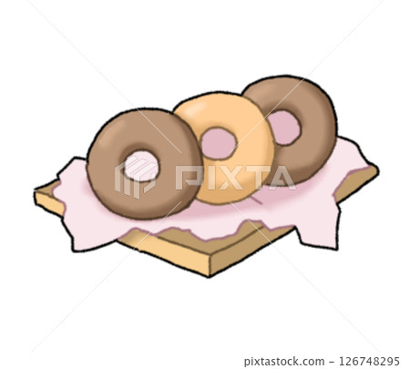 托盤上的三個甜甜圈 托盤上的三個甜甜圈 126748295