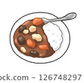 Curry with lots of potatoes and carrots 126748297