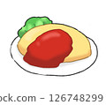 Omelette rice with lettuce and ketchup 126748299