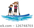 家長和孩子們在湖上享受SUP 126748703