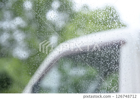 Rainy day Car window Parking lot Rainy season Early summer Weather May June 126748712