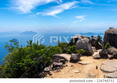 Seto Inland Sea and Hiroshima Bay from Mount Misen summit, Miyajimaa, Japan 126748731