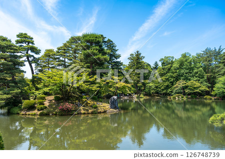 Scenic view of Kenroku-en Garden near Kanazawa Castle, Japan Scenic view of Kenroku-en Garden near Kanazawa Castle, Japan 126748739