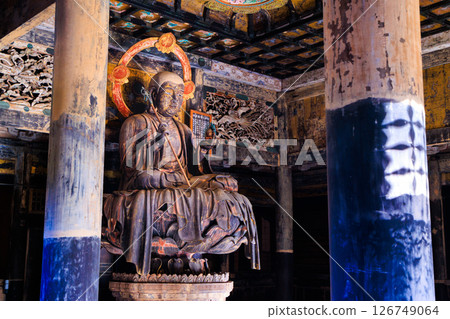 Kamakura: Statue of Shakyamuni in ascetic practice at the lecture hall of Kencho Kokukoku Zenji Temple 126749064