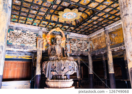 Kamakura: Statue of Shakyamuni in ascetic practice at the lecture hall of Kencho Kokukoku Zenji Temple 126749068