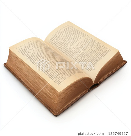 Realistic Isolated Open Book on White Background for Creative Use 126749327