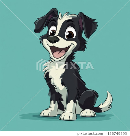 Happy Cartoon Dog with Floppy Ears and Joyful Expression 126749393