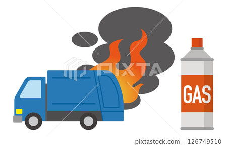 垃圾車火災和瓦斯罐插圖 垃圾車火災和瓦斯罐插圖 126749510