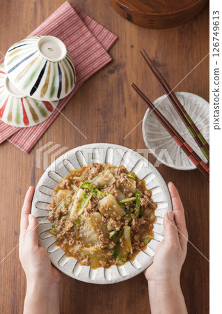 Stir-fried Chinese cabbage with mapo Stir-fried Chinese cabbage with mapo 126749613