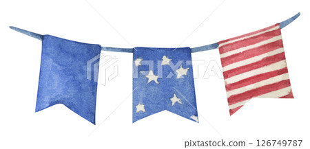 Patriotic bunting american flag with watercolor 126749787