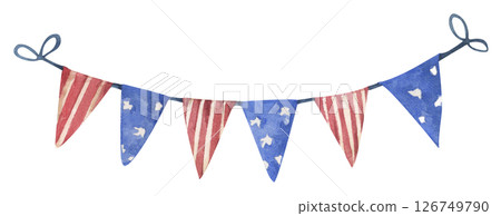 Patriotic bunting american flag with watercolor Patriotic bunting american flag with watercolor 126749790