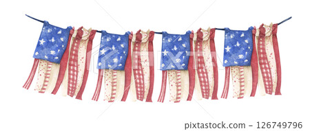 Patriotic bunting american flag with watercolor Patriotic bunting american flag with watercolor 126749796