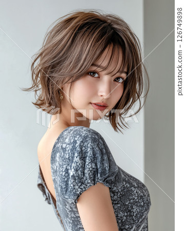 [髮型範本] 女性剪髮模特兒髮型目錄短髮美女圖片 126749898