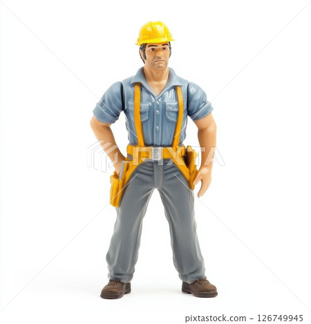Strong Builder Figure with Upright Posture and Construction Gear 126749945