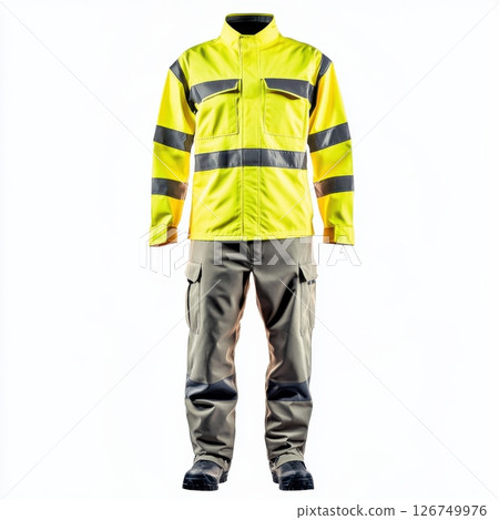 High Visibility Safety Uniform Mockup for Workwear Showcasing Features 126749976