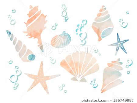水彩米色貝殼系列 水彩米色貝殼系列 126749995