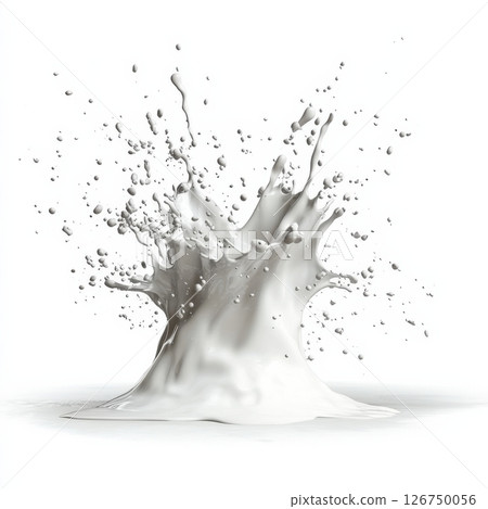 Pristine Splash Erupts from Collision Point of White Liquid Pristine Splash Erupts from Collision Point of White Liquid 126750056