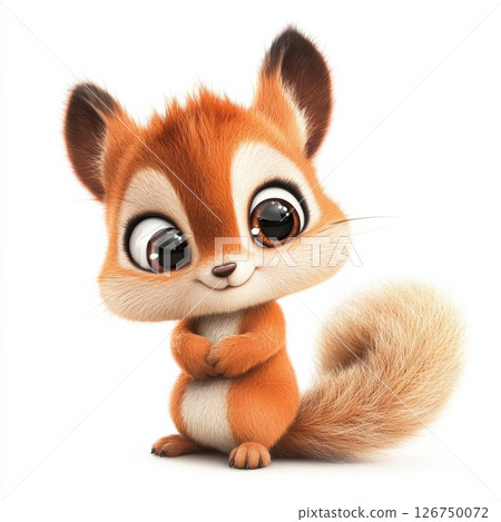 Adorable Cute Cartoon Animal Character with Big Eyes and Fluffy Tail 126750072