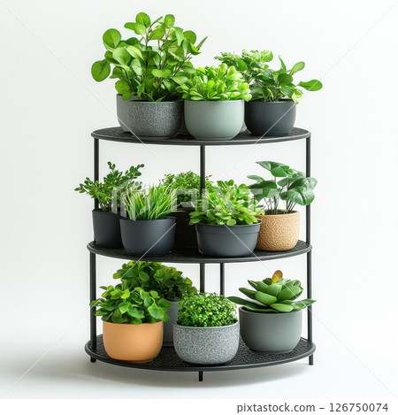 Decorative Metal Plant Stand with Various Greenery Displays 126750074