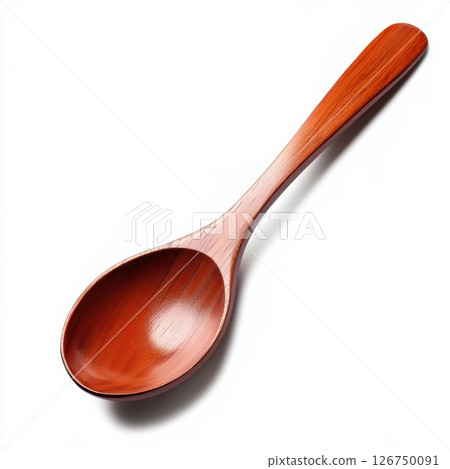 Isolated Wooden Spoon on White Background for Culinary Use 126750091