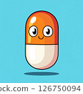 Cute Cartoon Capsule Character Isolated on Bright Blue Background 126750094