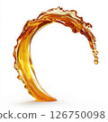 Dynamic Arc of Honey or Soda Creating Vibrant Splash Effect 126750098