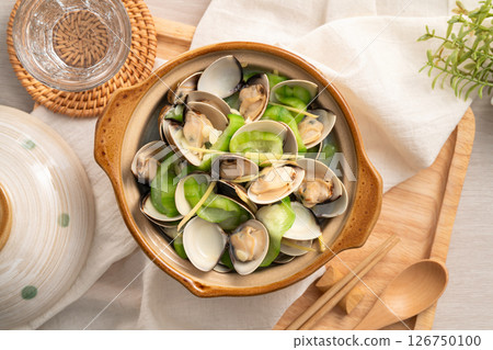 絲瓜 蛤蜊 蛤蠣 Loofah gourd Clam へちま ハマグリ ヘチマ 126750100