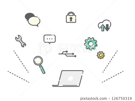 IT image icon illustration set: Simple and stylish line drawing illustrations IT image icon illustration set: Simple and stylish line drawing illustrations 126750319