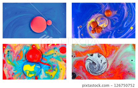 A bold collection of 4 colorful macro ink artworks resembling cosmic scenes. Perfect for posters, backgrounds, digital art, and creative designs. A bold collection of 4 colorful macro ink artworks resembling cosmic scenes. Perfect for posters, backgrounds, digital art, and creative designs. 126750752