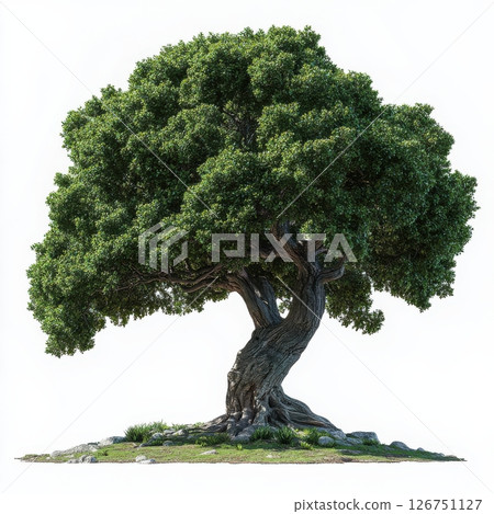 Sturdy Tree with Deeply Textured Bark and Lush Green Foliage Sturdy Tree with Deeply Textured Bark and Lush Green Foliage 126751127