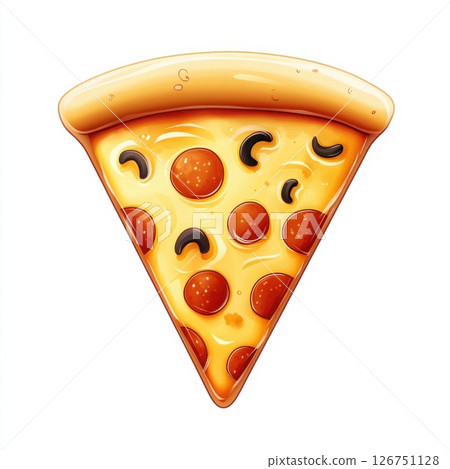 Isolated Emoji of Delicious Pepperoni Pizza Slice on White Background Isolated Emoji of Delicious Pepperoni Pizza Slice on White Background 126751128