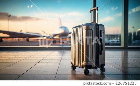 機場背景的手提箱 126751223