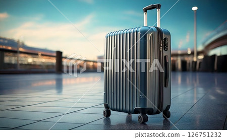 Suitcase with airport in background 126751232